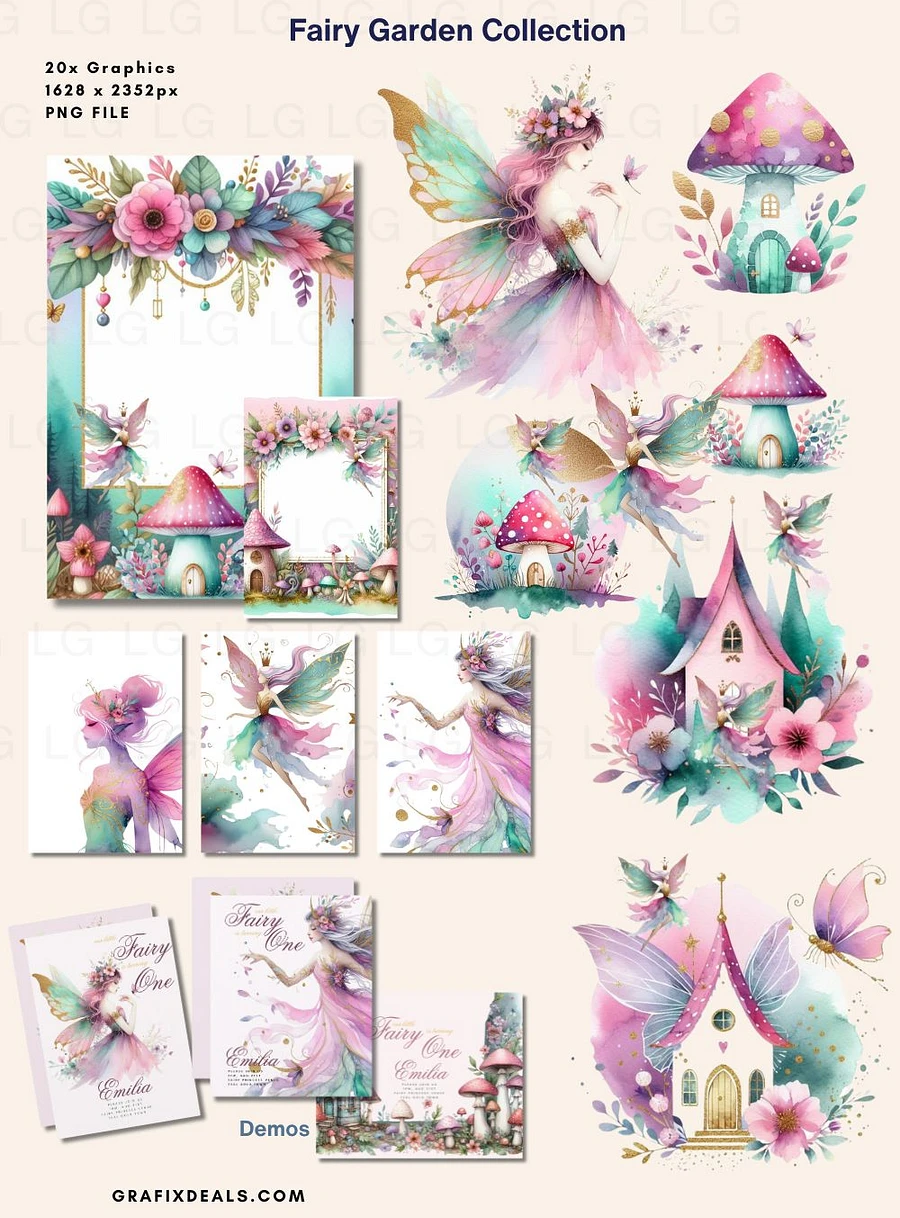 Beautiful Fairy Garden Graphics - Commercial POD Use product image (1)