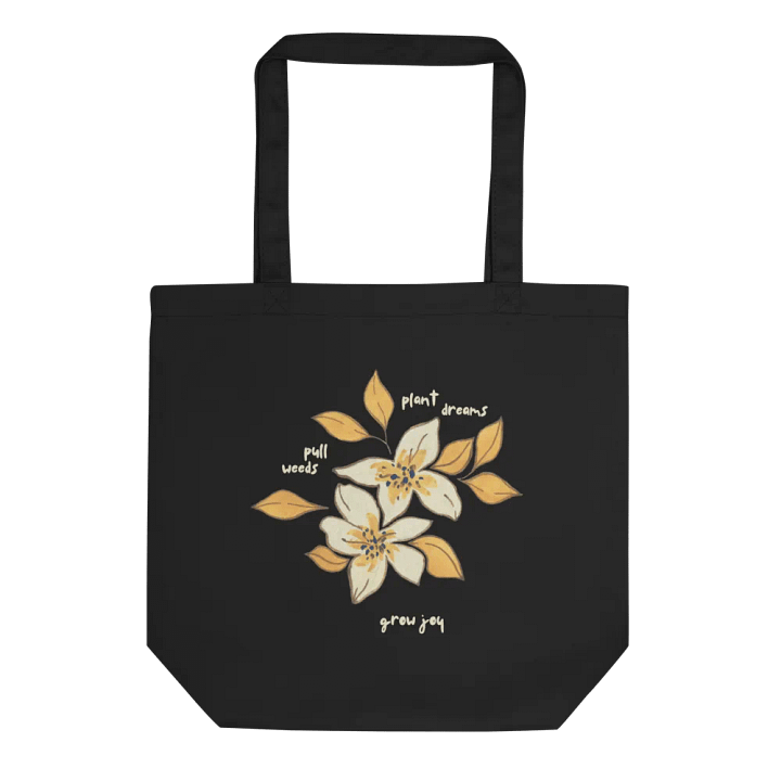 Grow Joy Botanical Cotton Tote Bag | Medium, Black product image (1)