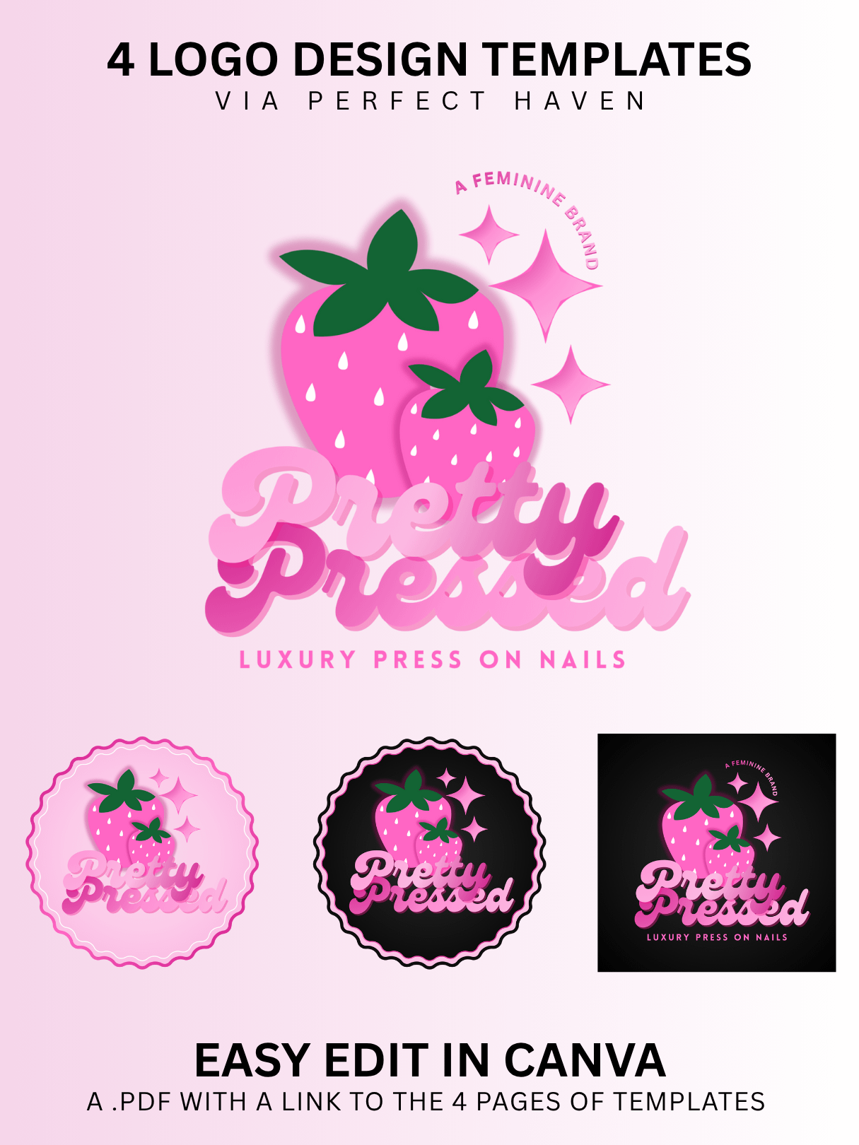 Logo Designs - 4 Press On Nails Logo Design Templates - Digital Download product image (1)