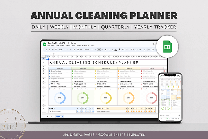 Comprehensive Cleaning Checklist Template - Google Sheets Template product image (1)