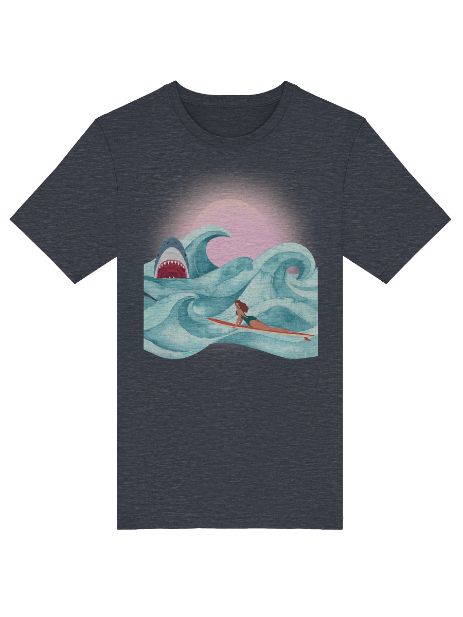 Retro Surfer & Shark Tee | Vintage Wave Rider with Bite product image (47)