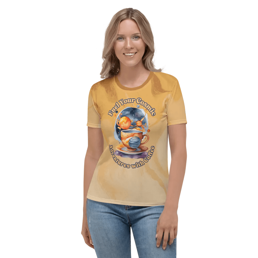 Fuel Your Cosmic Adventures with Coffee All Over Print T-shirt product image (2)