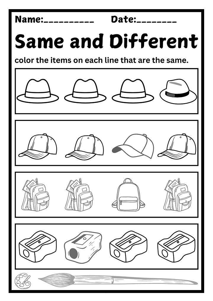 Same and Different Worksheet - Find and Color Activity for Preschoolers product image (1)