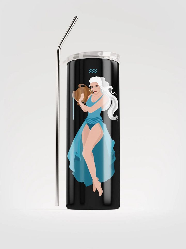 Aquarius Woman Illustrated Stainless Steel Tumbler: Embrace Zodiac Artistry! ♒ product image (1)
