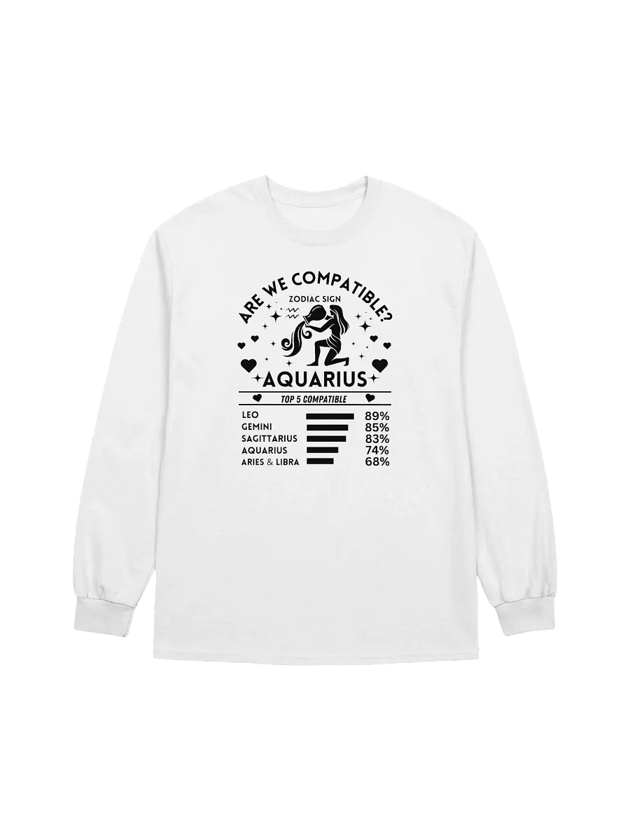 Aquarius Zodiac Sign Romantic Compatibility - Gildan Ultra Cotton Unisex Long Sleeve T-Shirt - Light Colors product image (2)