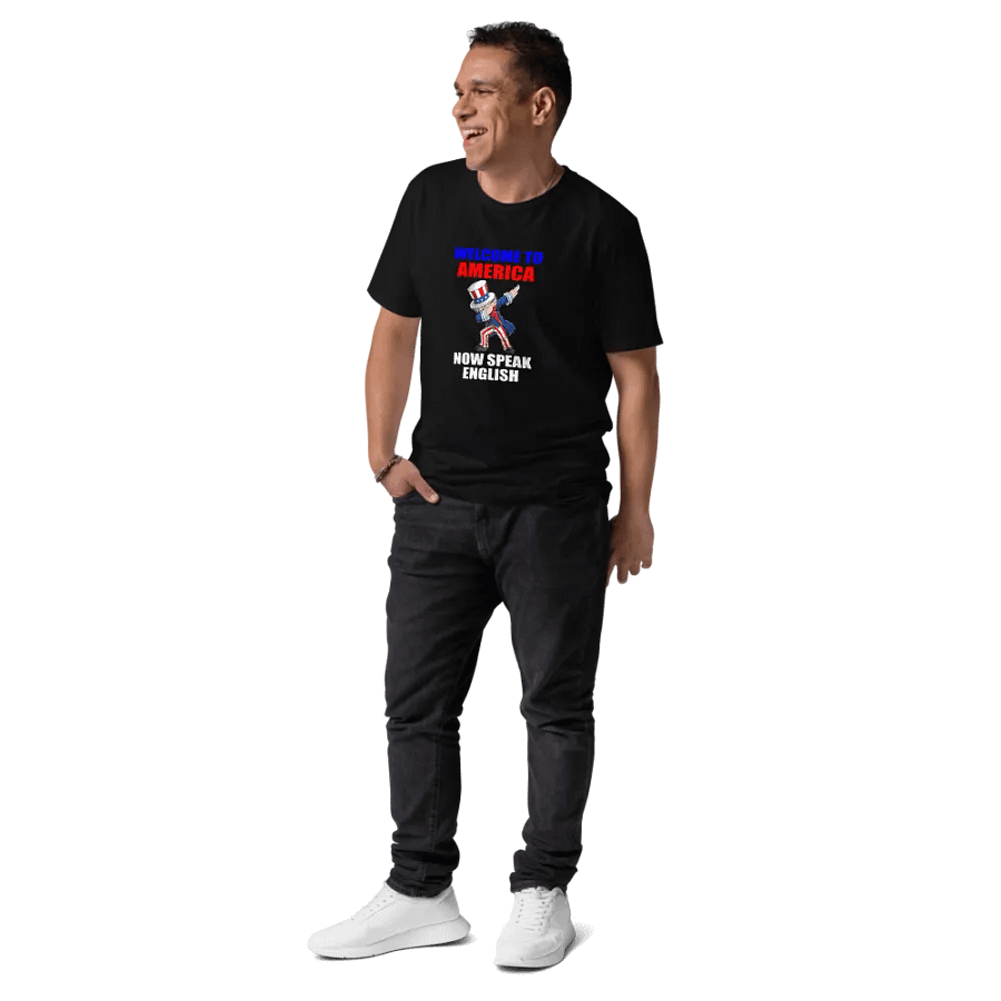 WELCOME TO AMERICA NOW SPEAK ENGLISH FUNNY GREETING SHIRT product image (10)