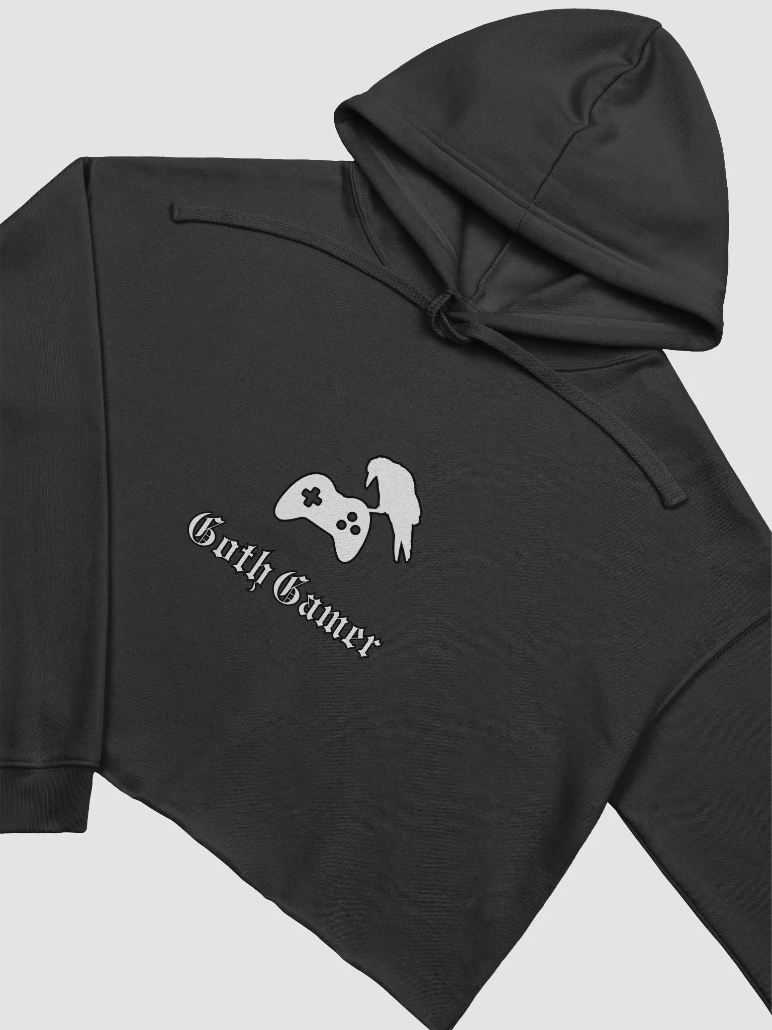 Goth Gamer Women's Cropped Hoodie with Crow & Controller - Minimalist product image (3)