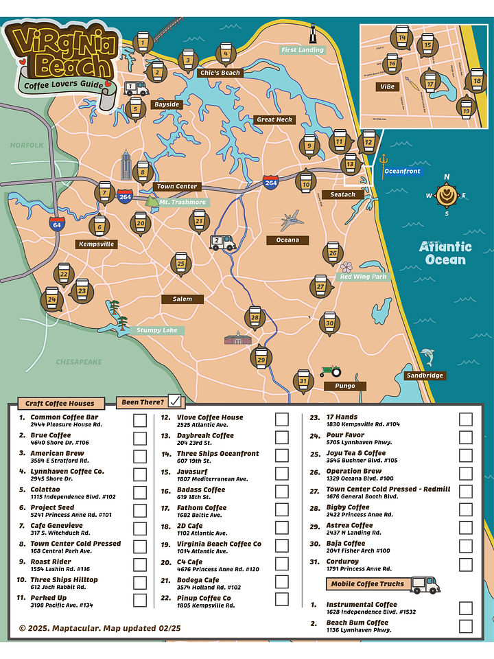 Caffeinated Virginia Beach Map - Instant Digital Download product image (2)