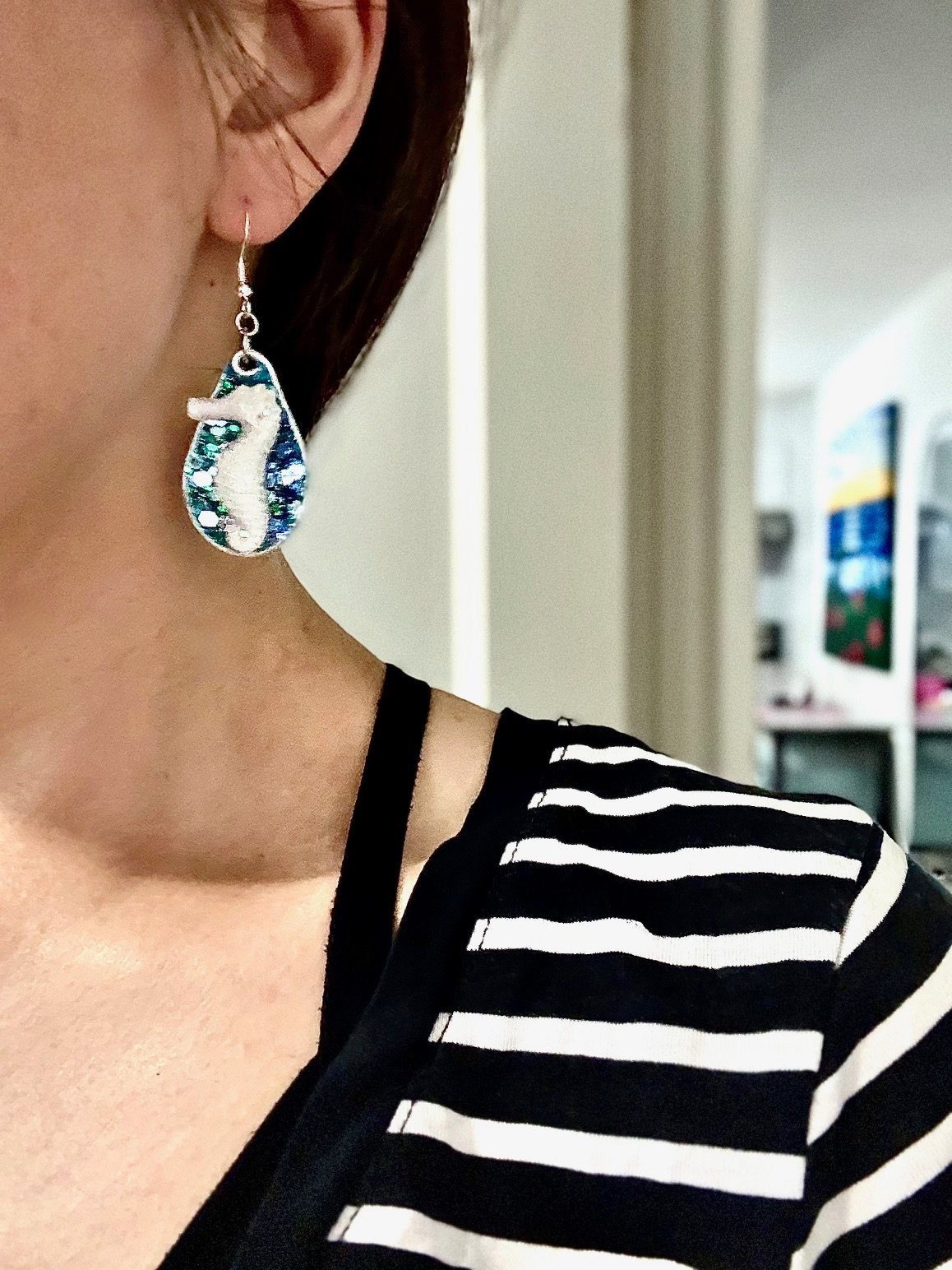 MFD-00238 | Sparkle Seahorse Earrings | Handmade Coastal Charm Jewelry by Monique Faella Designs™ product image (7)