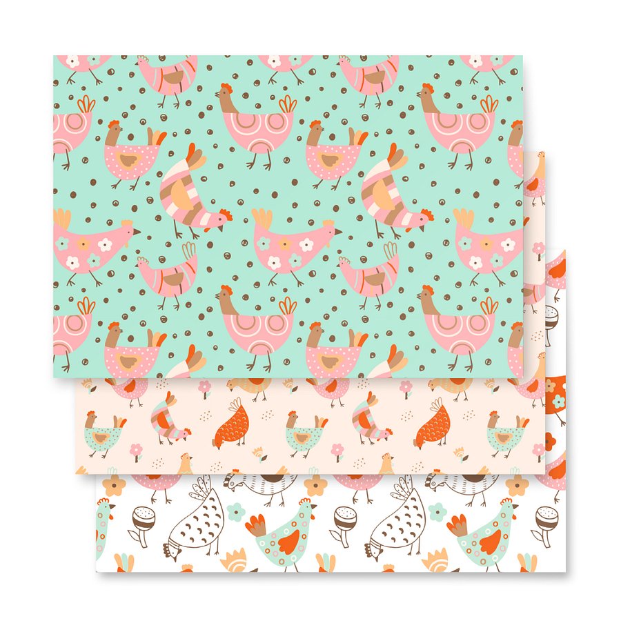 Pastel Chicken Wrapping Paper Sheet SET product image (3)