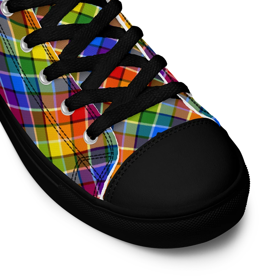Bright Rainbow Plaid Men's High Top Shoes product image (11)