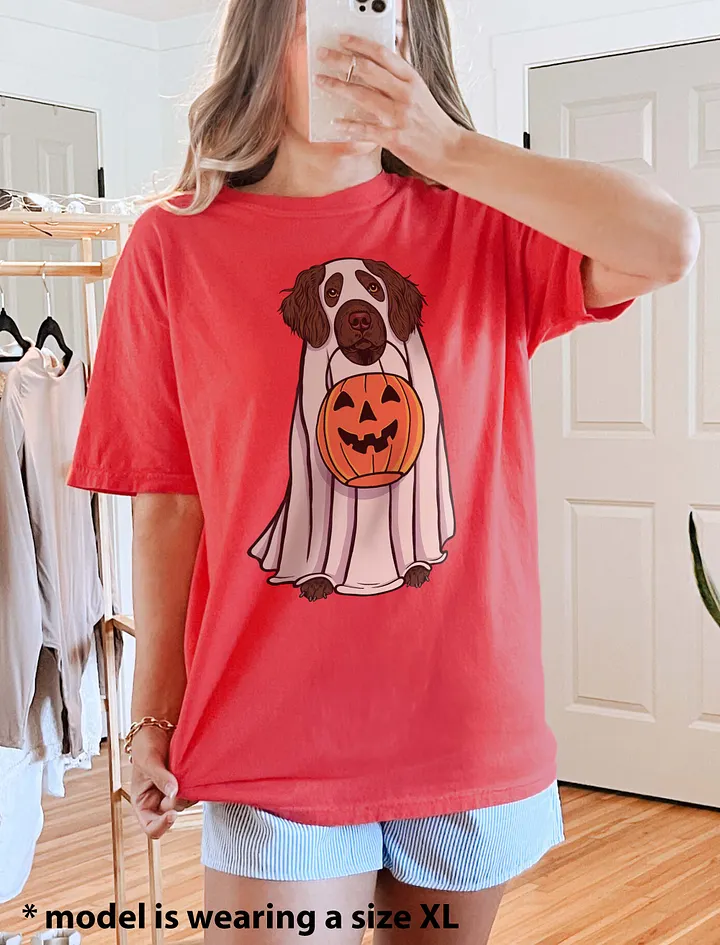 Funny Halloween Boykin Spaniel T-Shirt | Funny Boykin Spaniel Wearing a Ghost Costume and Holding a Pumpkin Basket product image (10)