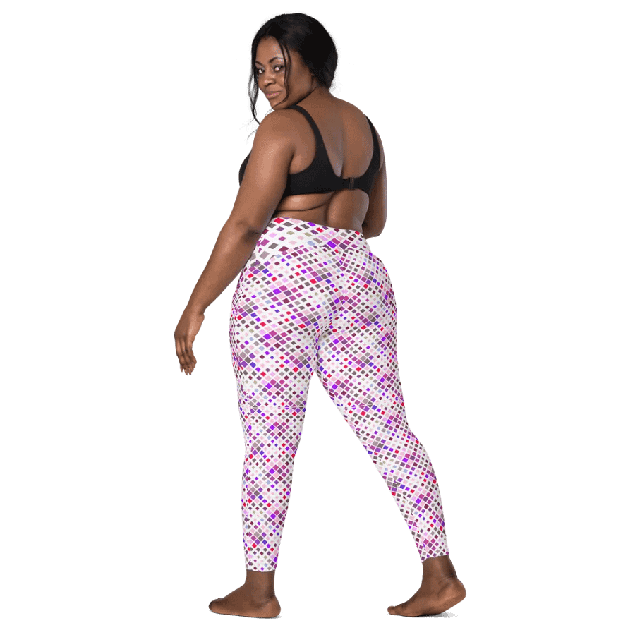 Colorful Square Pattern Design Leggings with Pocket - v2 product image (2)