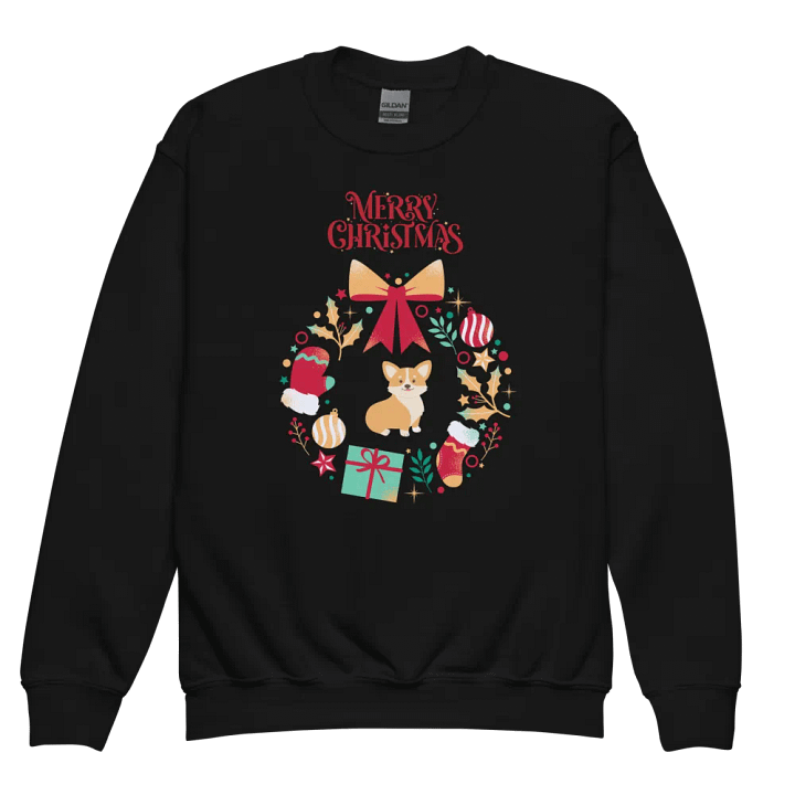Festive Corgi Christmas Wreath Sweatshirt product image (2)