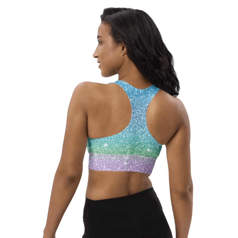 Glitter Unicorn Texture Design Longline Sports Bra - 6 product image (6)