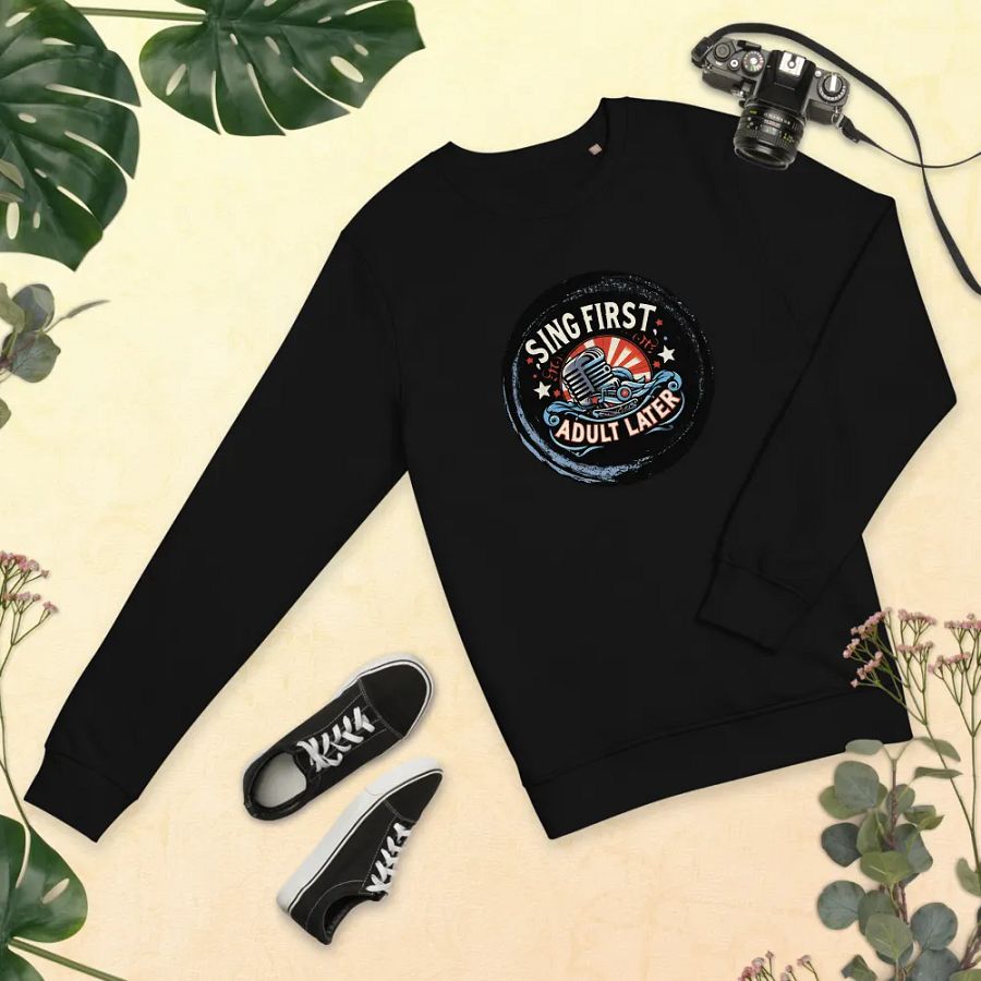 Retro Mic Vibes Organic Sweatshirt For Singers product image (12)