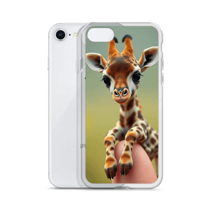 Miniature Giraffe on a Finger Clear iPhone Case product image (51)