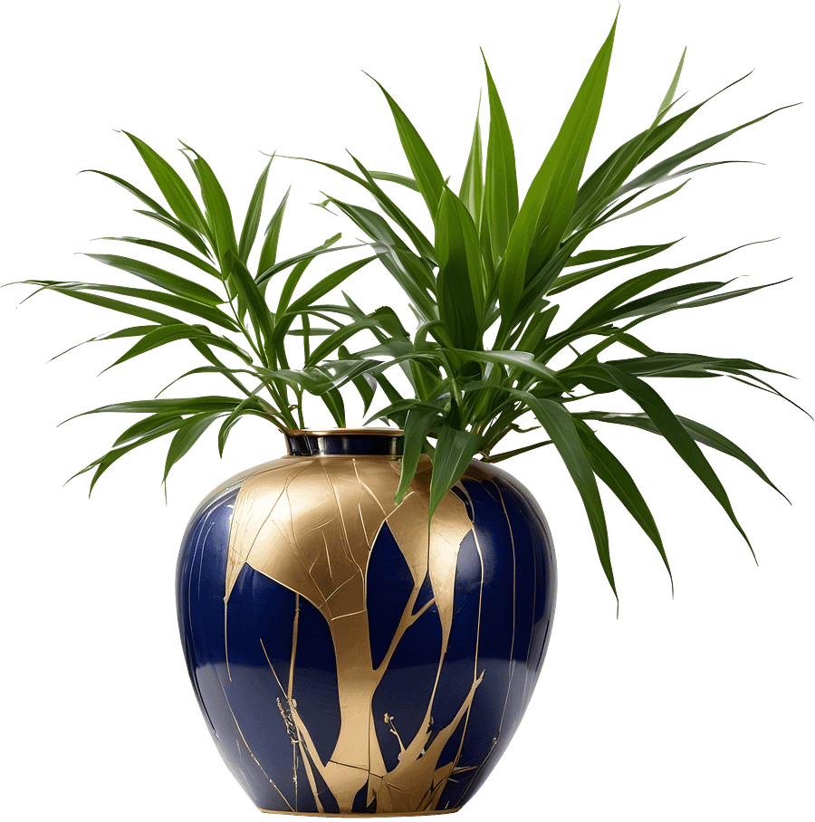 Blue Kintsugi Vase with Gold Design PNG product image (1)