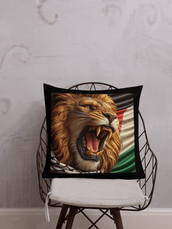 Roaring Lion Keffiyeh Premium Pillow | AI Design FREE PALESTINA product image (1)