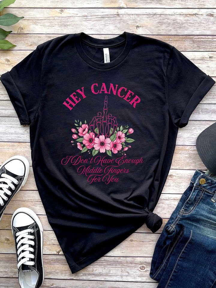 Floral Breast Cancer Middle Finger T-Shirt product image (3)