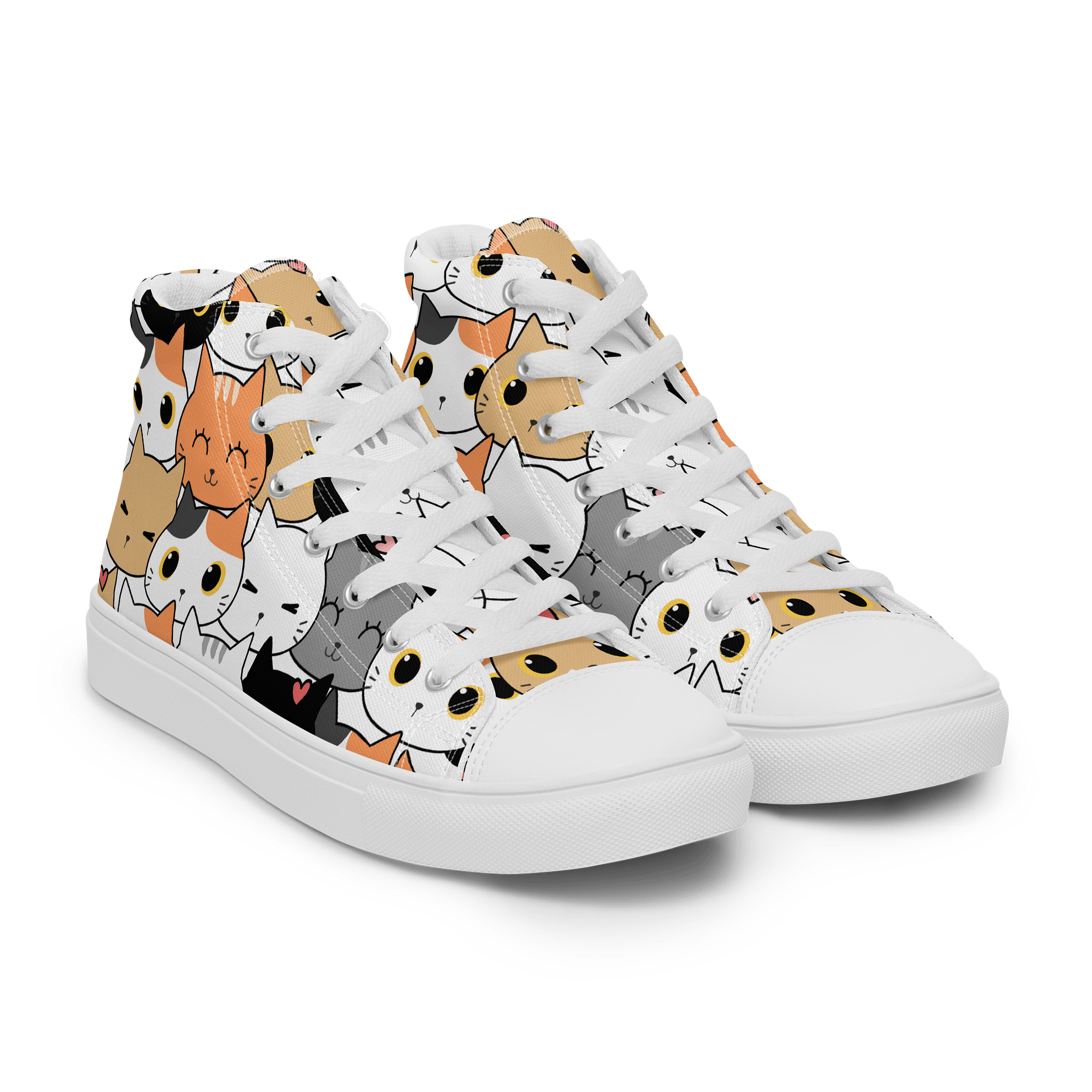 Whimsical Cat Faces High Top Canvas Shoes product image (8)