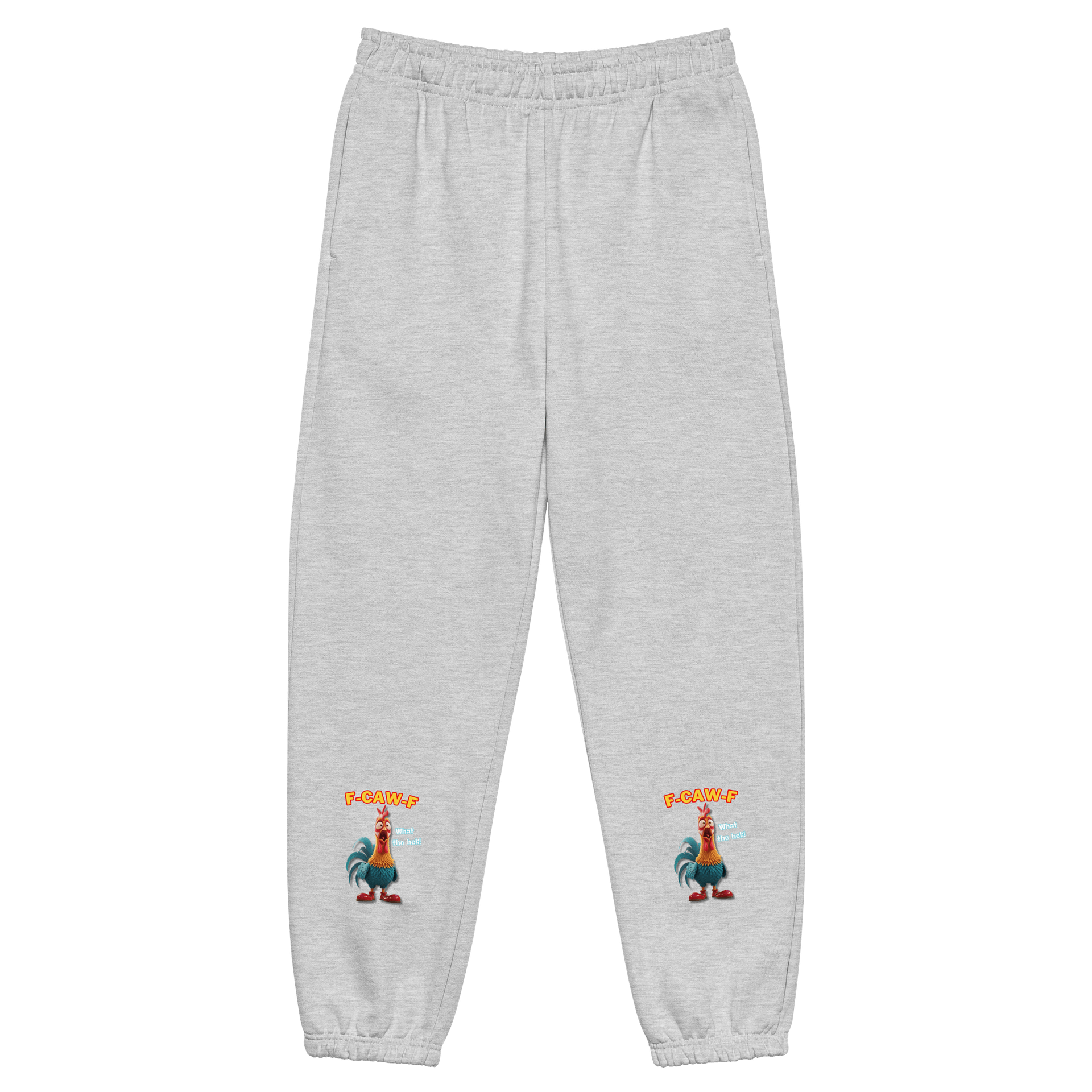 Funny Rooster Sweatpants – Bold Rooster Graphic Joggers with “F-CAW-F” & “What the Helli” Slogans – Farm Humor Pants, Gag Gift product image (4)