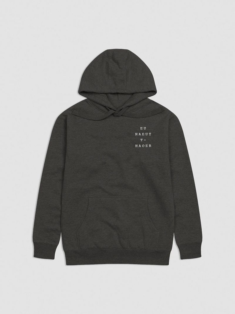 I HATE IT HERE in steno - Embroidered Hoodie (white)