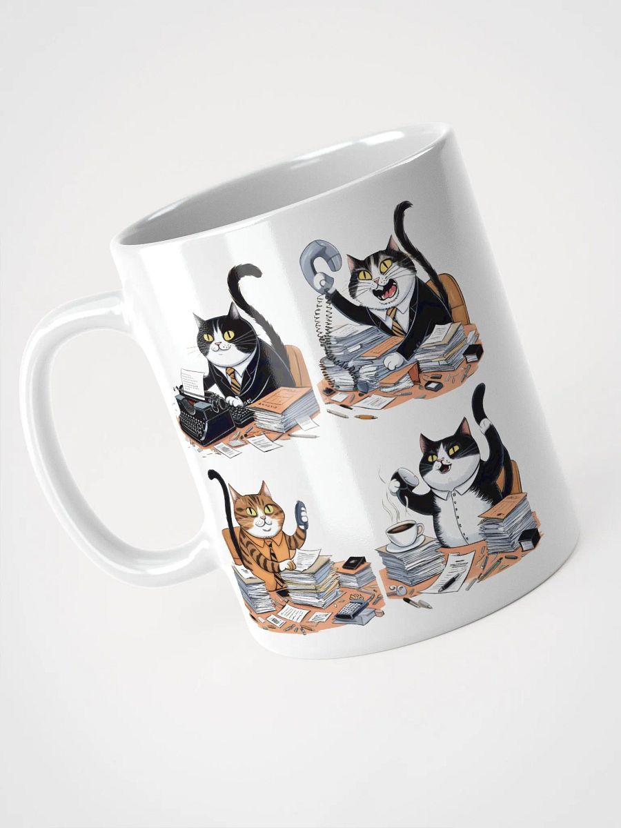 Working Office Cats White Glossy Ceramic Mug product image (3)