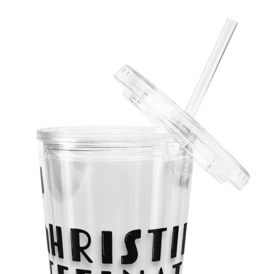 Clear Tumbler Cup with Lid & Straw - Black Text Logo product image (5)