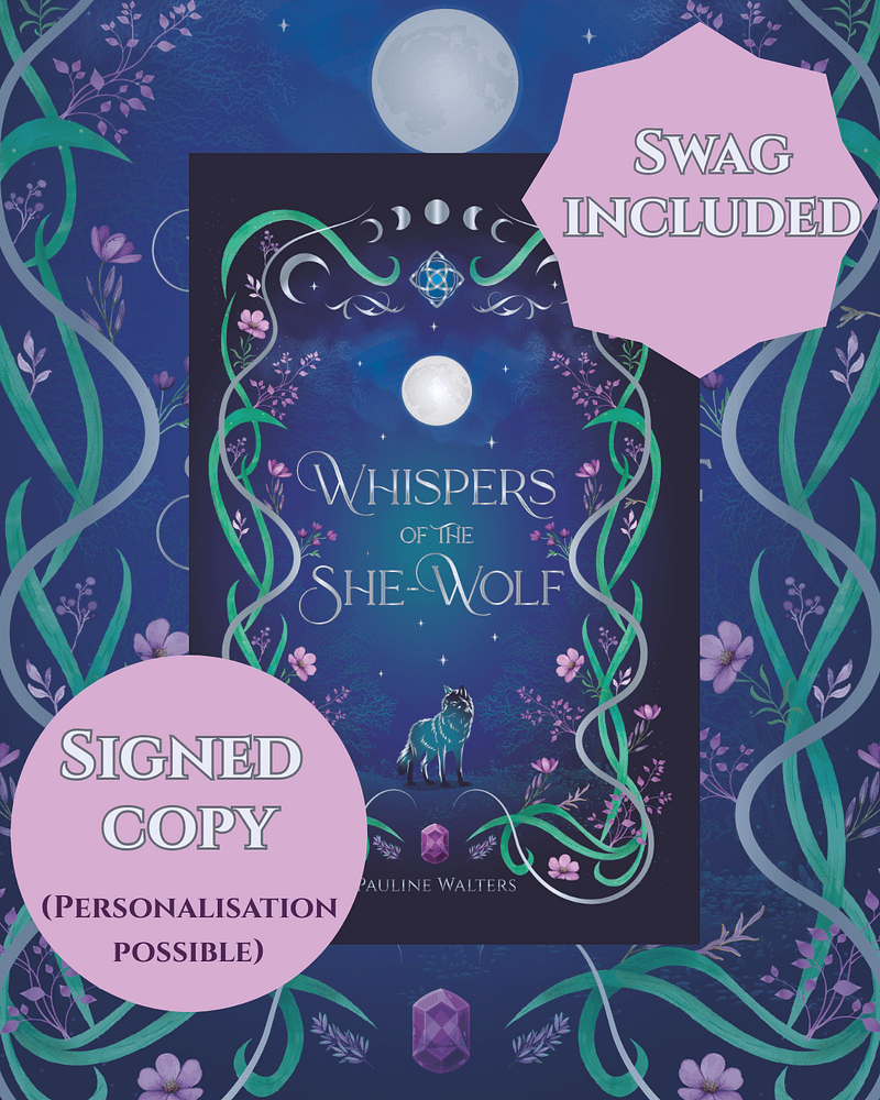 PREORDER Whispers of the She-Wolf / signed paperback + a free swag pack