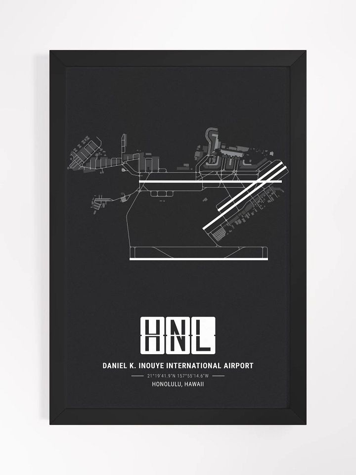Framed Airport HNL Premium Map On Matt Paper product image (1)