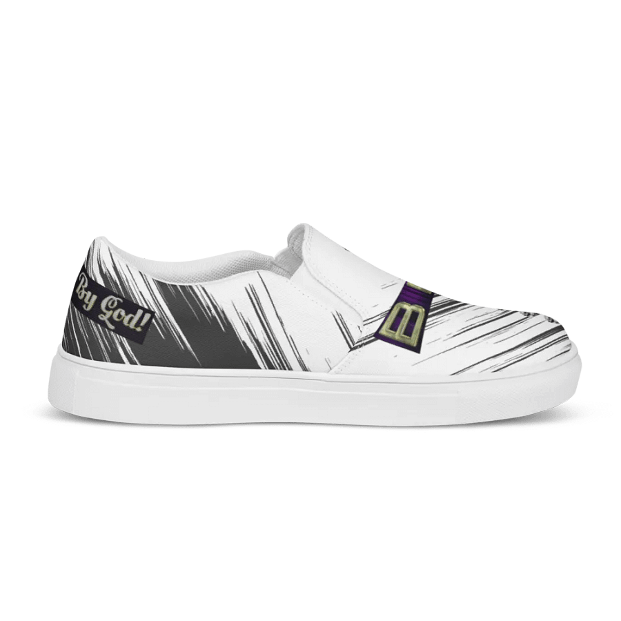 BBG White with Black Swirls Diamond Cross Women's Slip On product image (6)