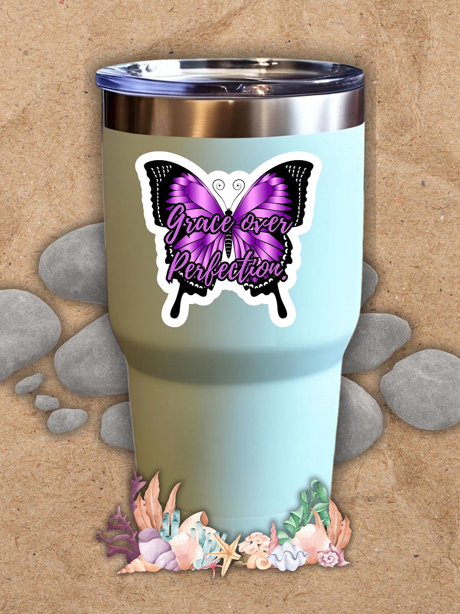 Grace over Perfection – Purple Butterfly Inspirational Quote Sticker product image (6)