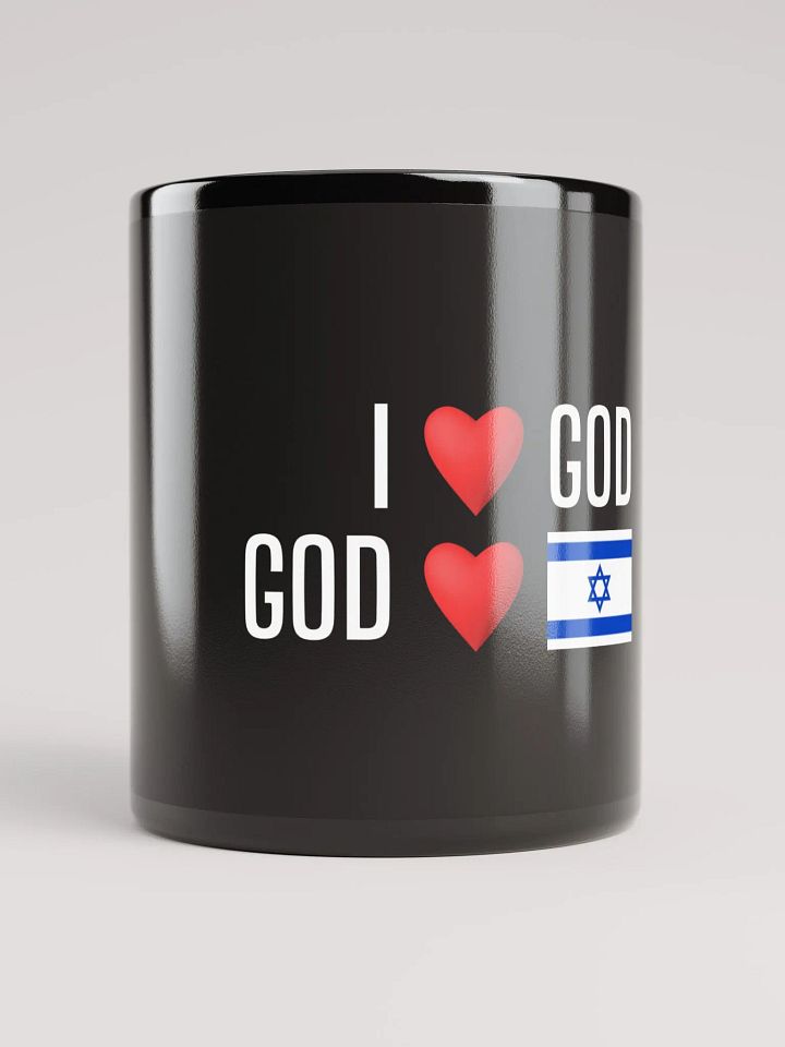 I Love God, God Loves Israel Black Mug product image (1)