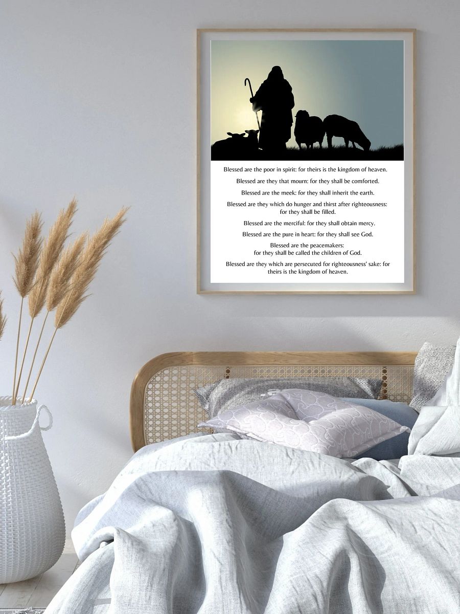 The Beatitudes Printable wall art, Matthew 5:3-9 art, beatitudes print, Blessed are the product image (3)