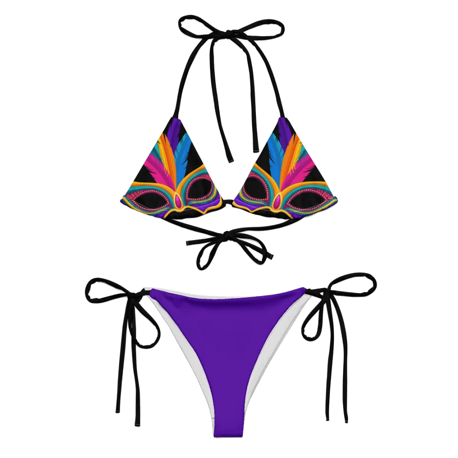 Low Rise Cheeky String Bikini, Mardi Gras Top, Purple Bottoms product image (8)