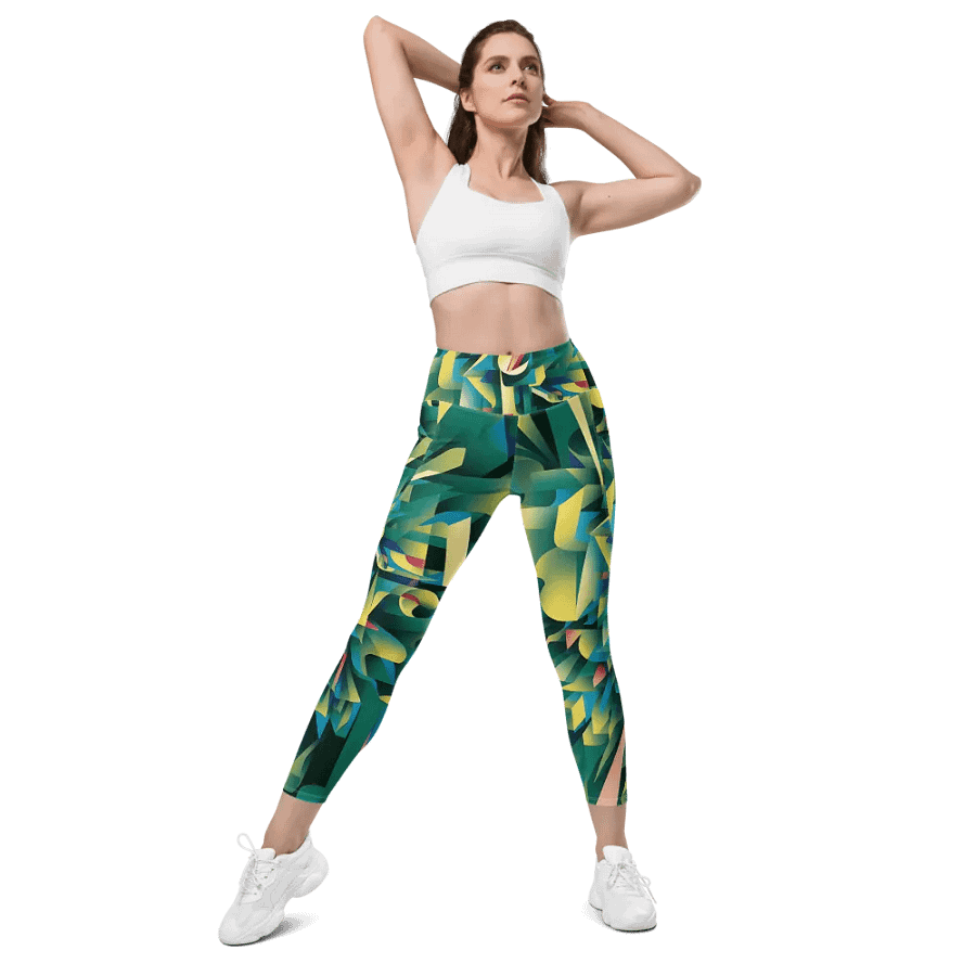 Abstract Lithographic Pattern Design Leggings with pockets - V8 product image (6)