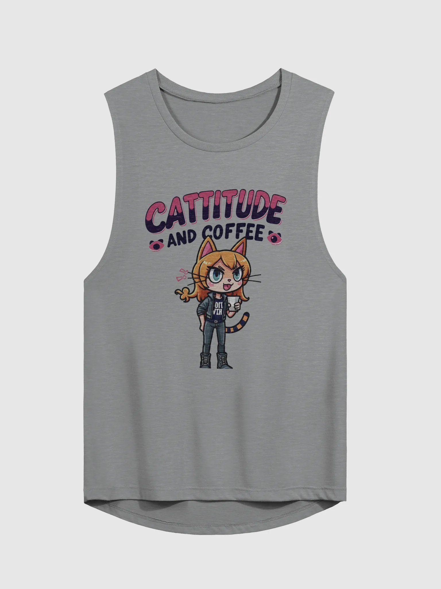Cattitude and Coffee Flowy Muscle Tank product image (1)