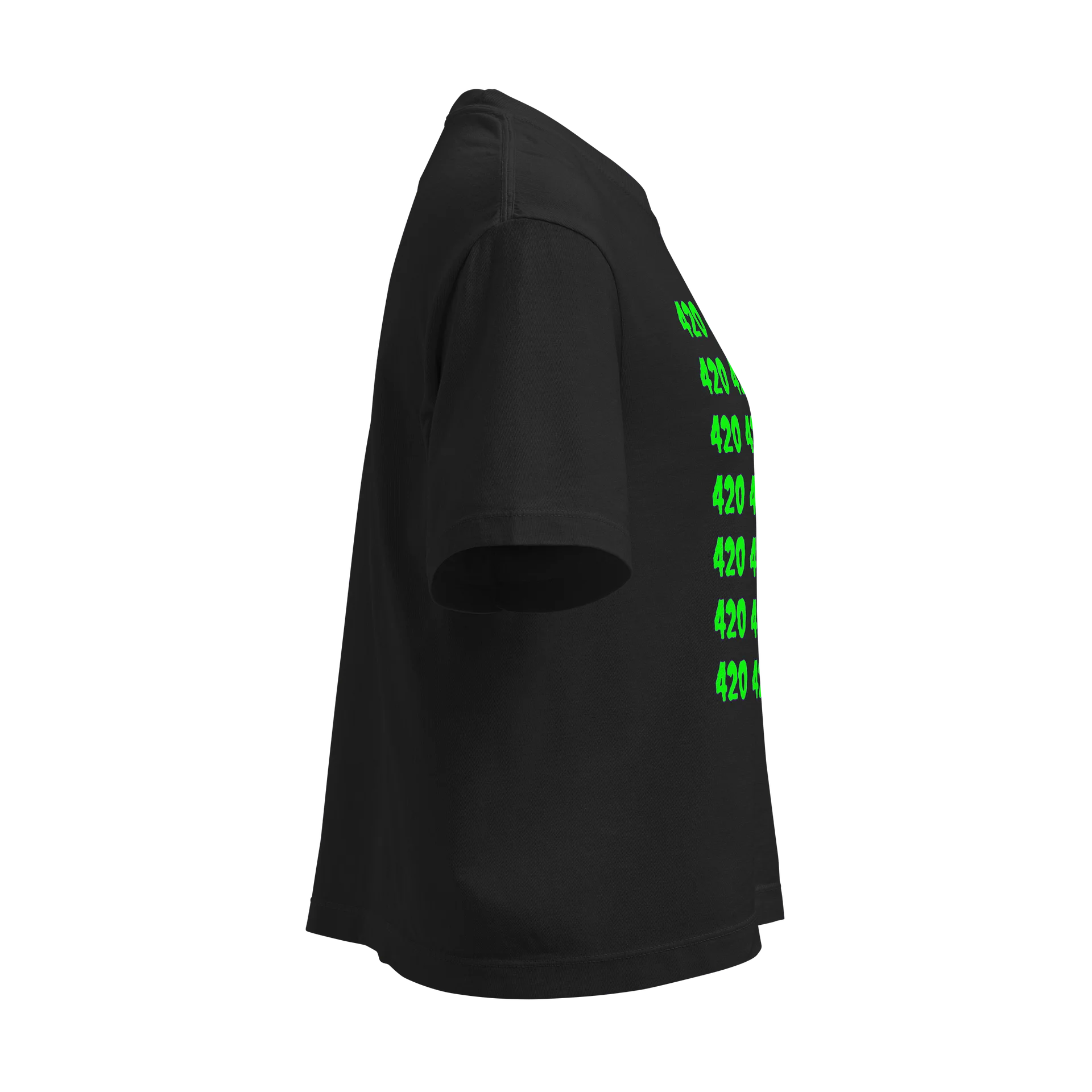 Twisted 420 T-Shirt, Horror Lover Stoner Shirt, Green Gothic Creepy Cannabis Clothing, Weird Weed Women’s Heavyweight Boxy Black Tee product image (2)