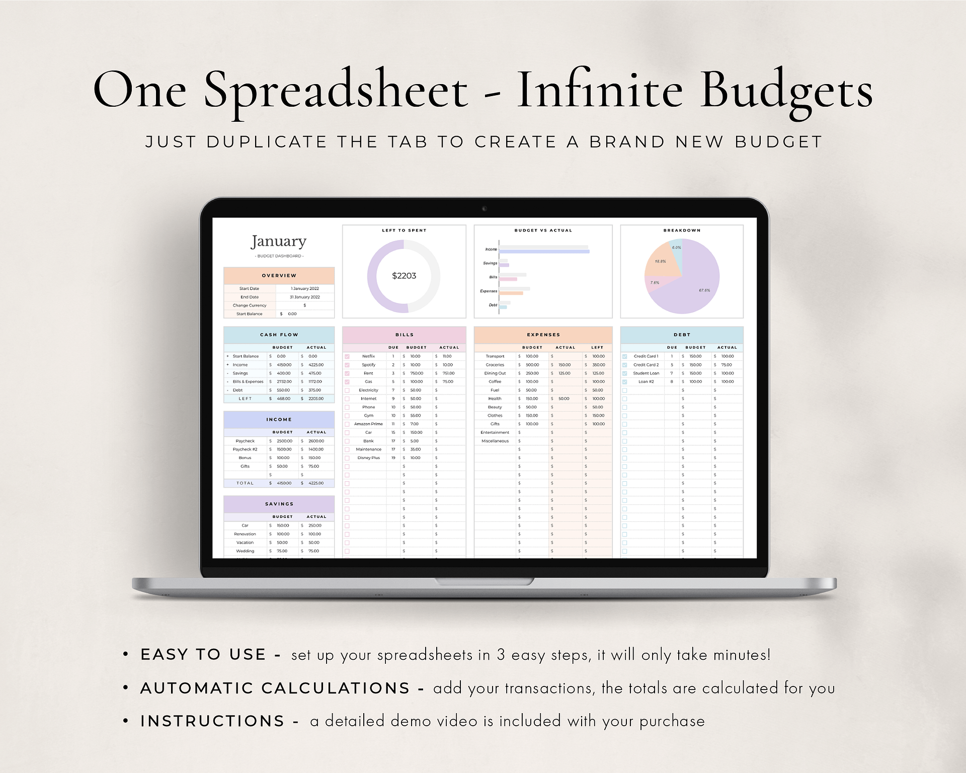 Simple Budget + Planner Spreadsheet for Google Sheets product image (10)