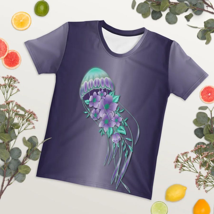 Tropical Floral Jellyfish All Over Print T-shirt product image (7)