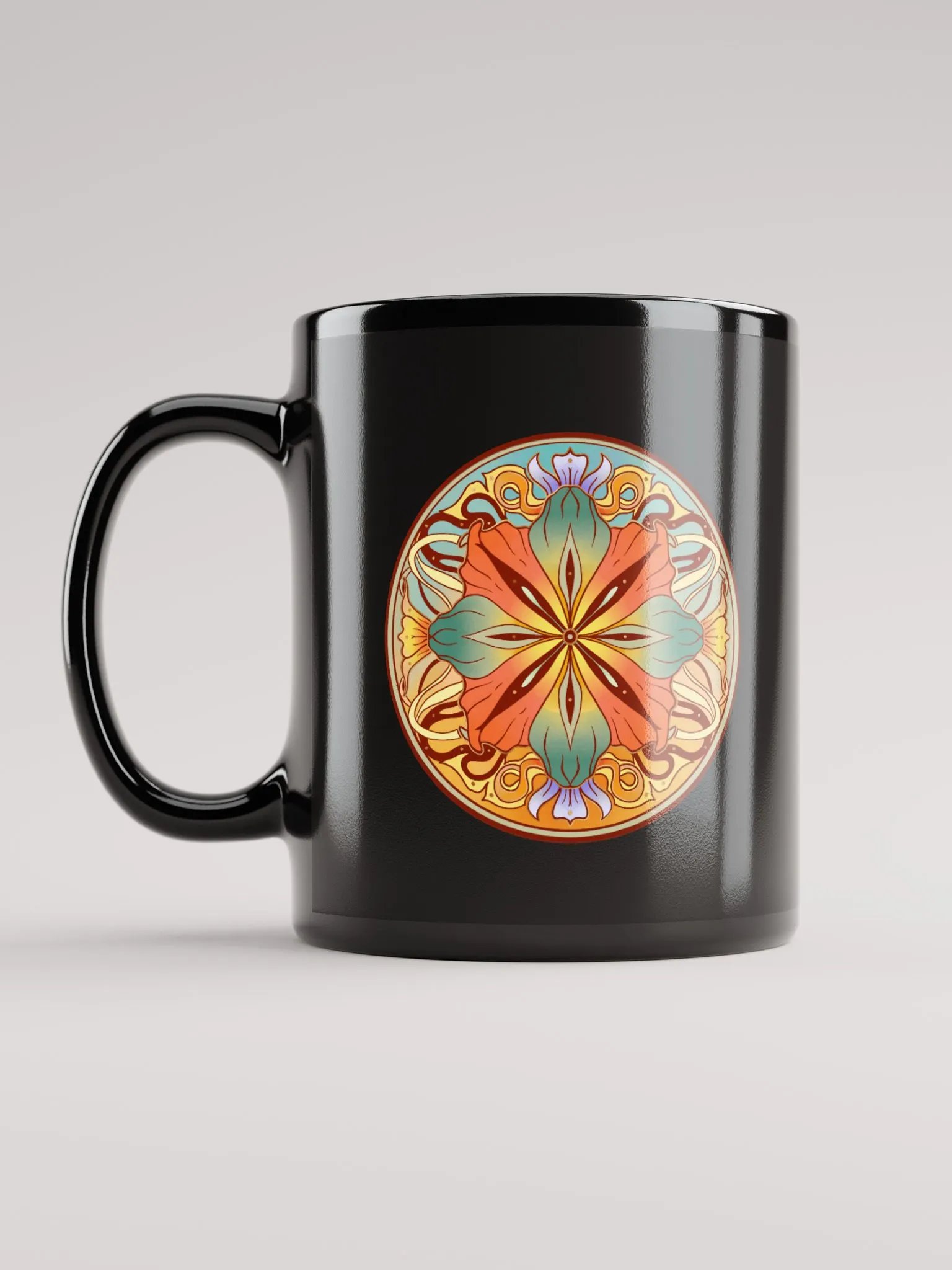 Teal Floral Mandala - Black Mug product image (6)