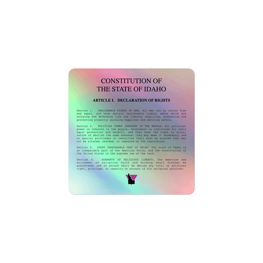 "DECLARATION OF RIGHTS" light holo sticker product image (1)