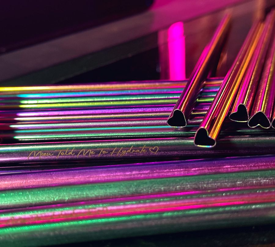 Mizu Told Me To Hydrate - Rainbow Stainless Steel Novelty Heart Shaped Straw product image (1)