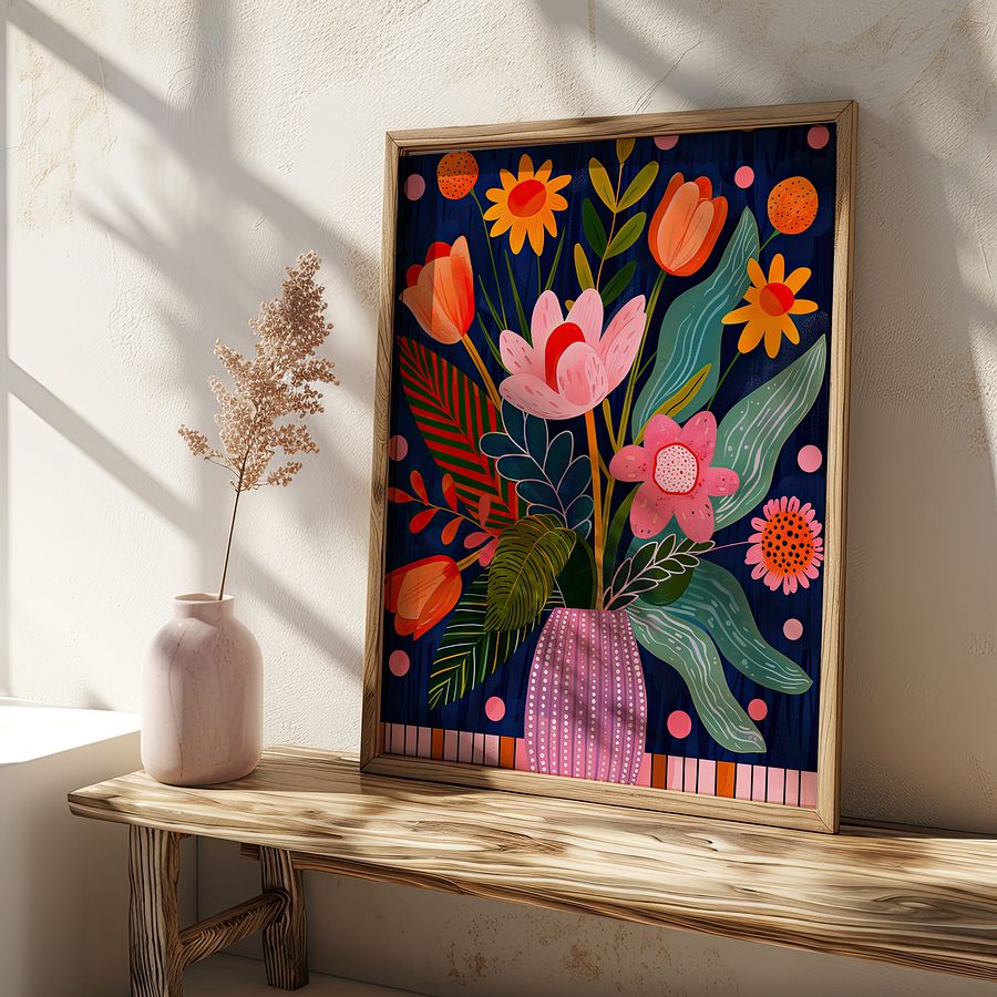 Colorful Flower Bouquet Maximalist Floral Art Print product image (5)