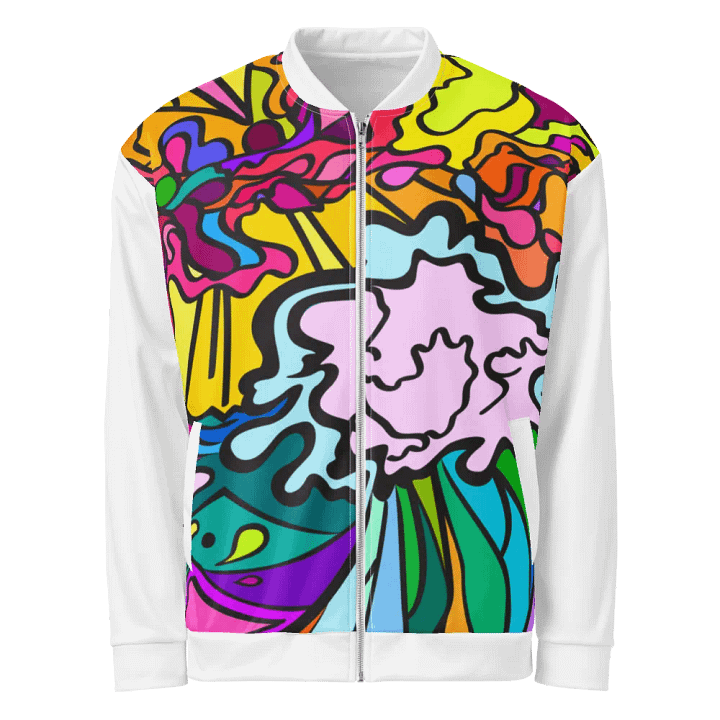 Vibrant Swirls All-Over Bomber Jacket - Wave at Sunset product image (1)