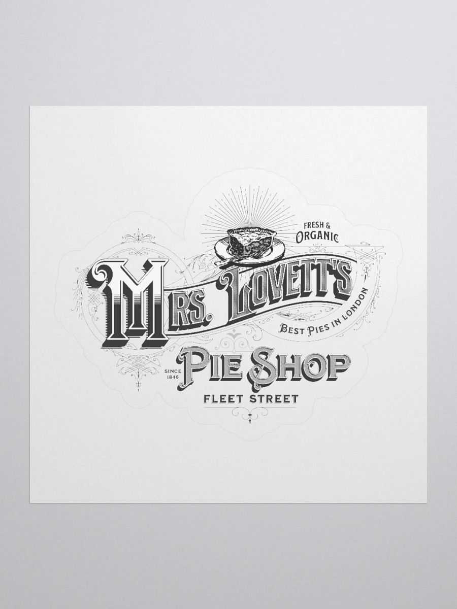 Mrs. Lovett’s Pie Shop Sticker – Kiss-Cut Vinyl Decal for Sweeney Todd Collectors product image (1)