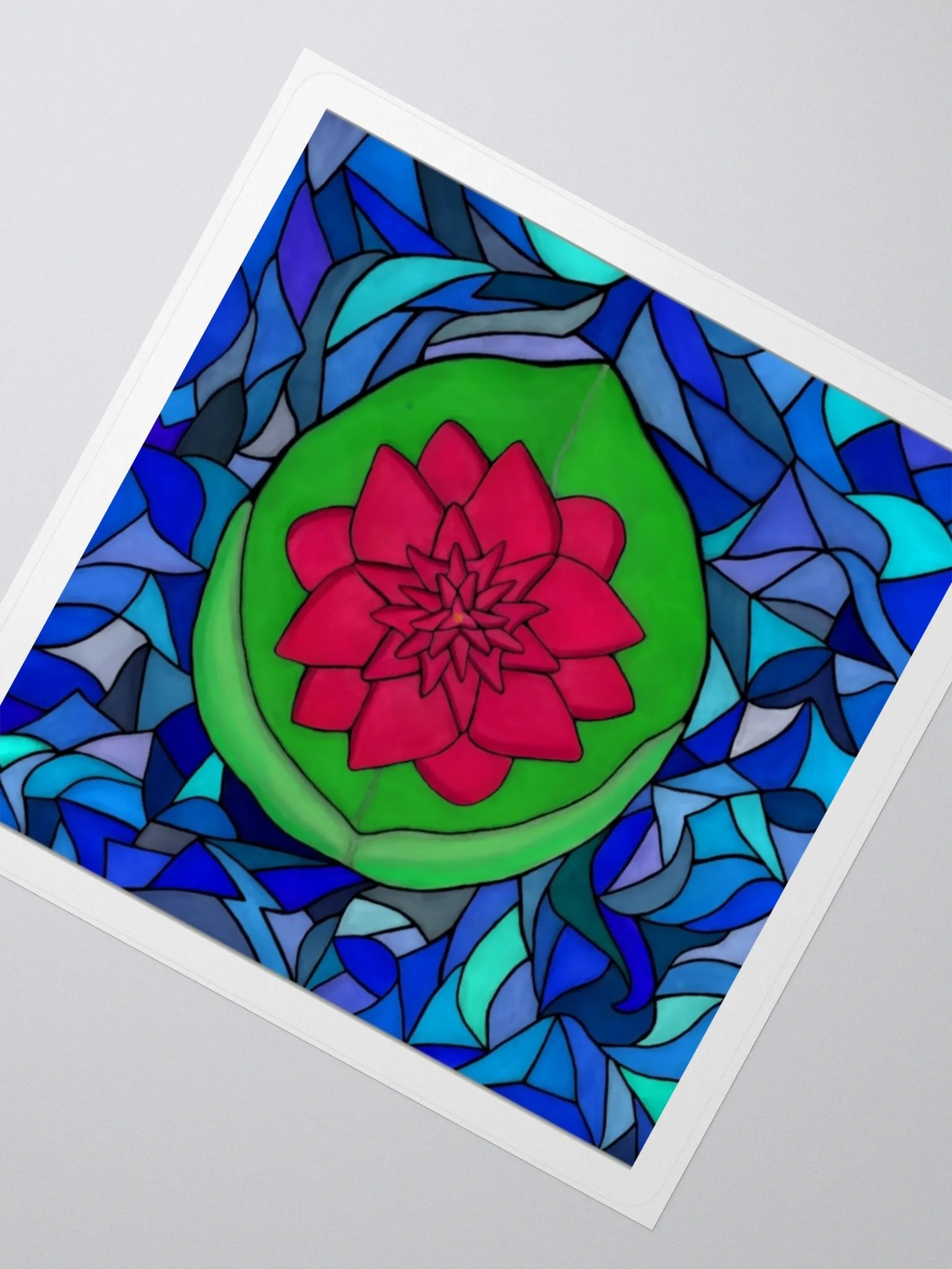 Stained Glass Reddish Pink Lilypad Kiss Cut Stickers product image (3)