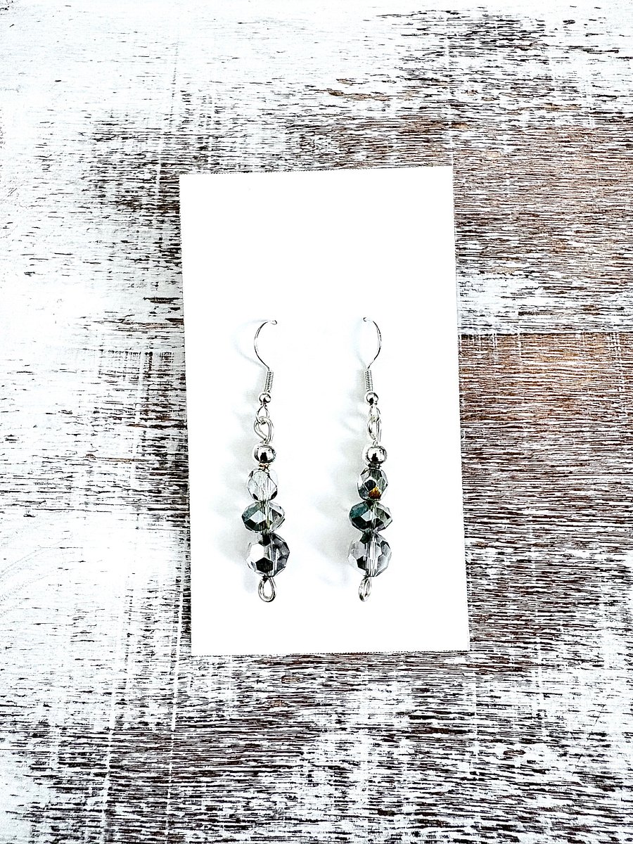 Handmade Glass & Silver-Tone Metallic Pillar Earrings | Monique Faella Designs™ | MFD-00092 through MFD-00096 product image (4)