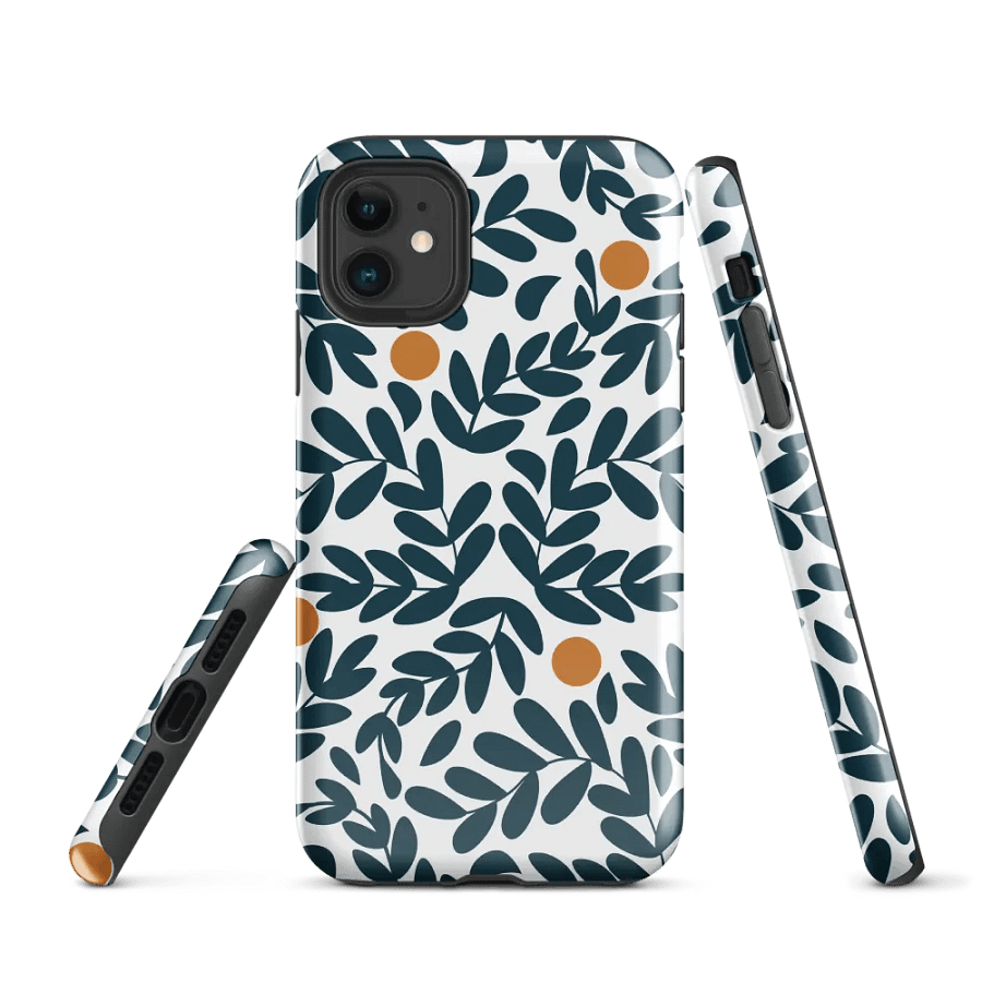 Stylish Blue Leaves iPhone Tough Case product image (1)